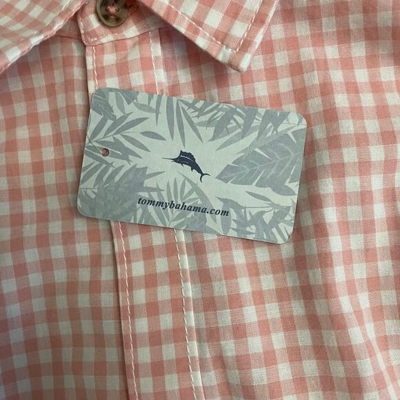 Tommy Bahama Kids Boys Pink White Gingham Button Shirt XL 14 NWT - Picture 12 of 12